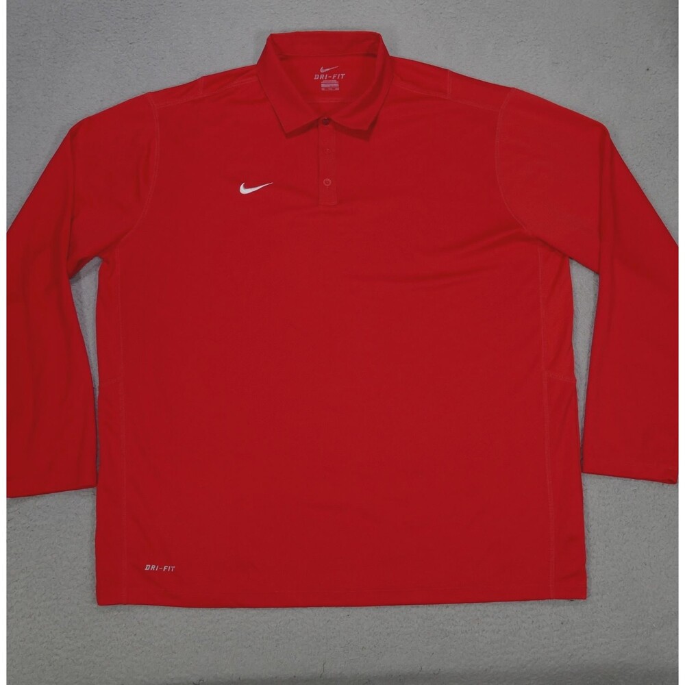 Nike Dri-FIT Polo Mens 2XL Red Golf Long Sleeve